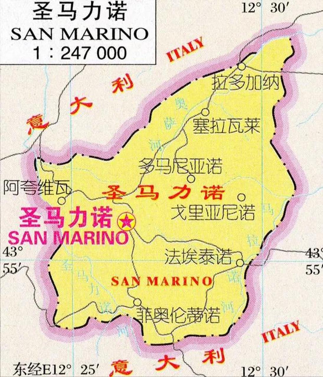 欧洲3个袖珍小国地图,安道尔,圣马力诺,梵蒂冈,一个比一个面积小.