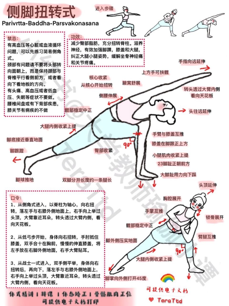 瑜伽教培笔记|侧脚扭转伸展式口令超详细 🌟侧角扭转伸展式看这一篇
