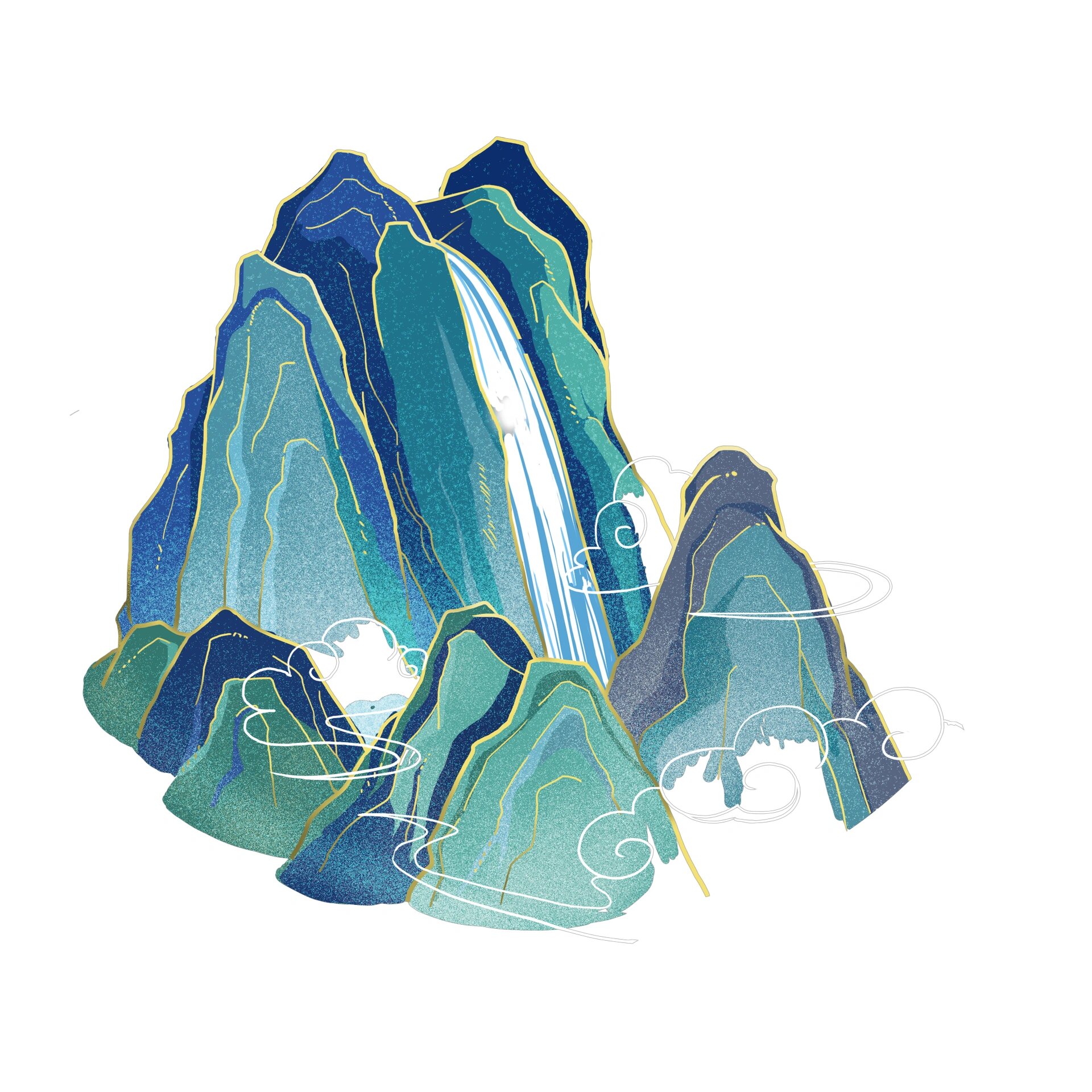 32今日分享山水元素插画 宝宝们跃然纸上,你们的设计怎能缺少它们呢