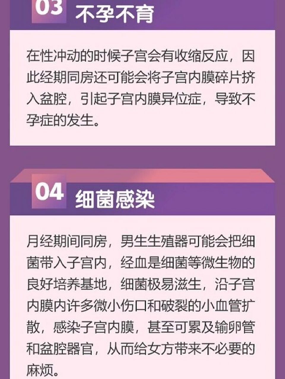 看完图中说到的经期同房危害,你还敢经期同房吗?