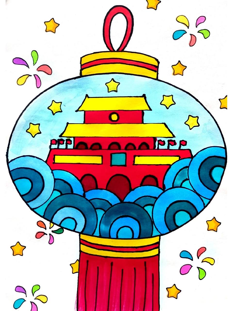 国庆节天安门主题简笔画来啦 国庆节天安门主题简笔画来啦