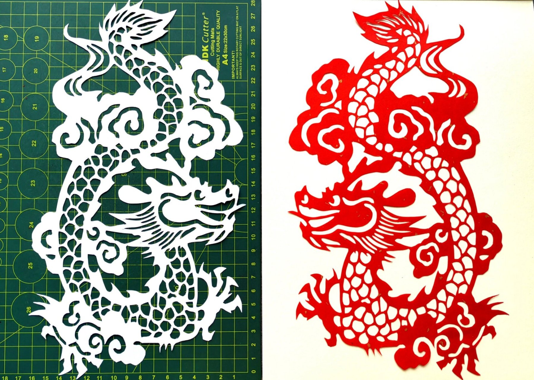 创意剪纸-《祥龙献瑞》 龙是远古神话里的动物,是中华民族的图腾,我们