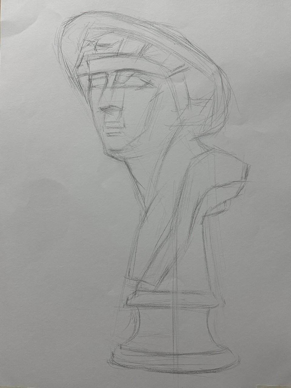 牧童石膏像 四开,铅笔,课堂范画步骤图.