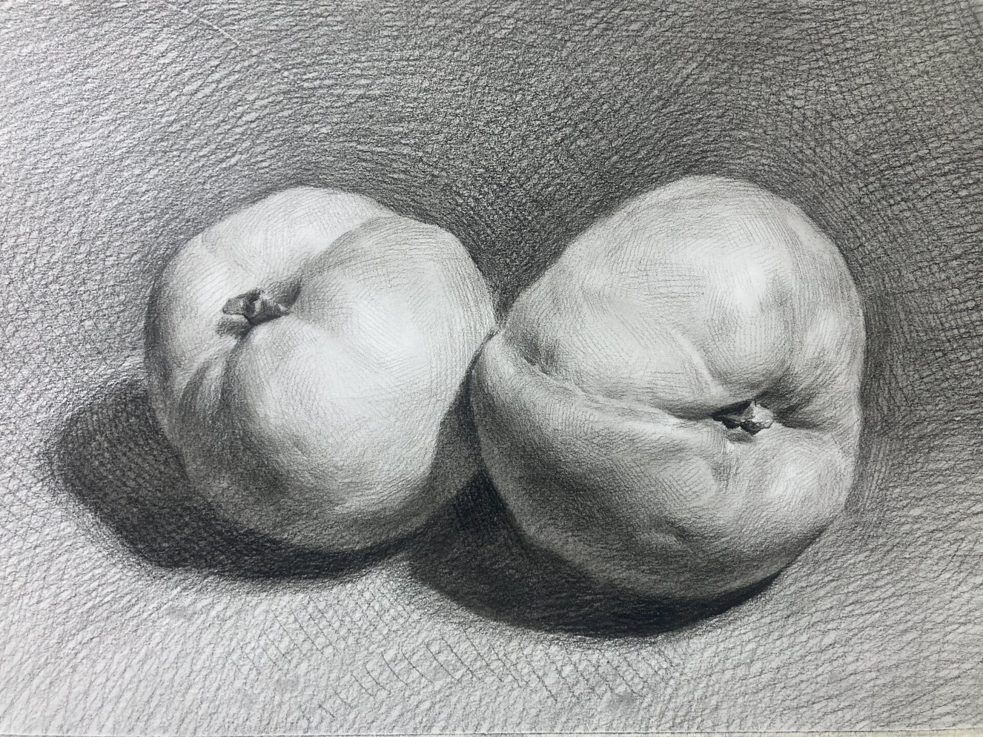 两个桃子的素描