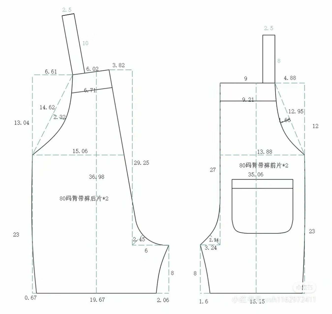 女士背带裤打版纸样图片