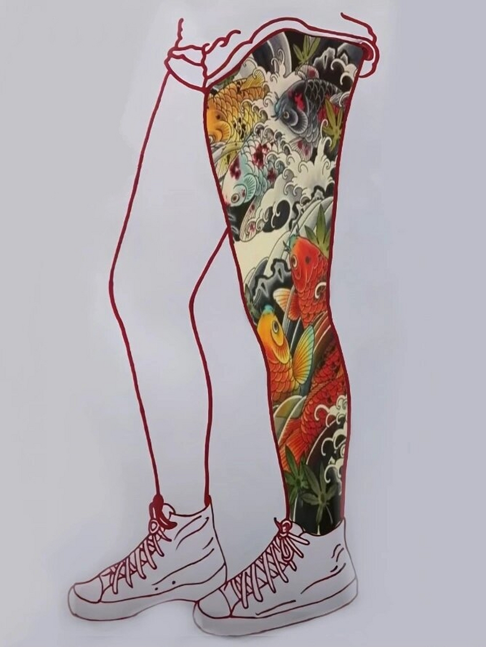 花腿纹身手稿(二) 日式老传统花腿纹身手稿