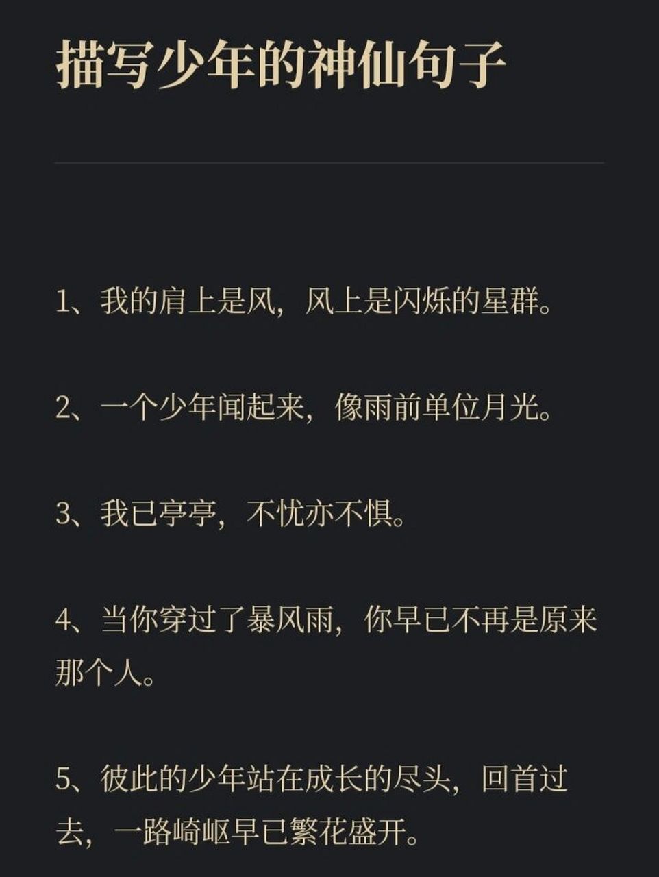 78描写少年的神仙句子 #好句摘抄分享# #小红书# #摘抄# #神仙句子