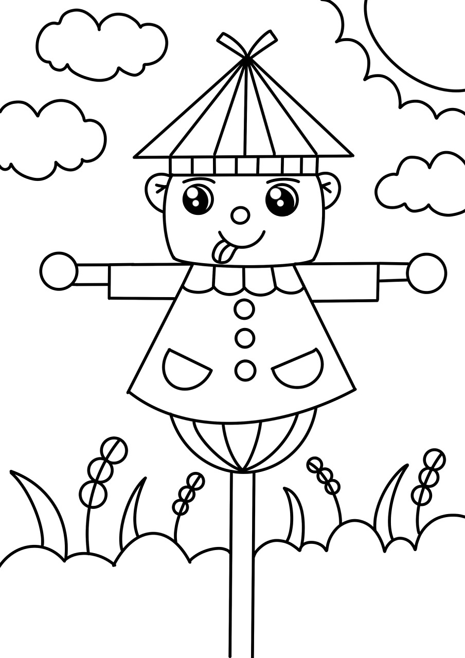 稻草人 简笔画 创意画 儿童画 带线稿哦 适合小朋友哦