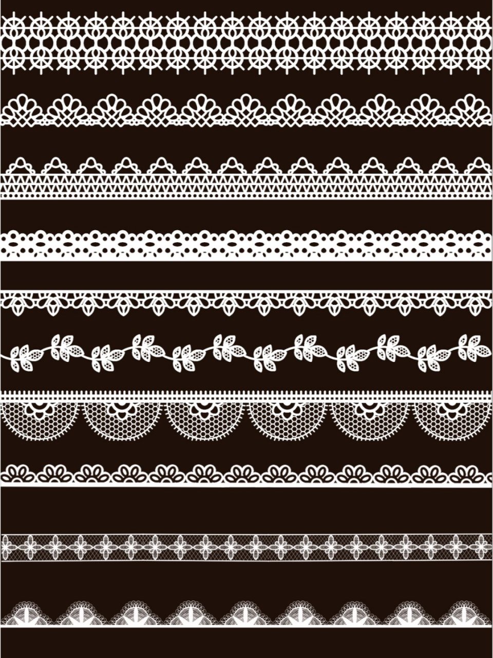 透明免抠png背景ps图案 一组透明免抠的蕾丝花边手账设计,海报设计