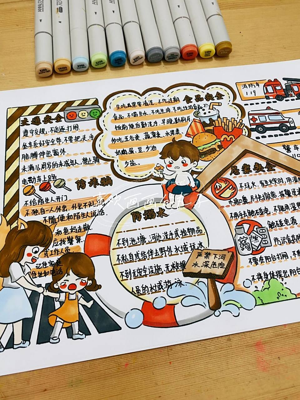 【安全】手抄报|95丸子原创(内附文字) 99假期安全小贴士99