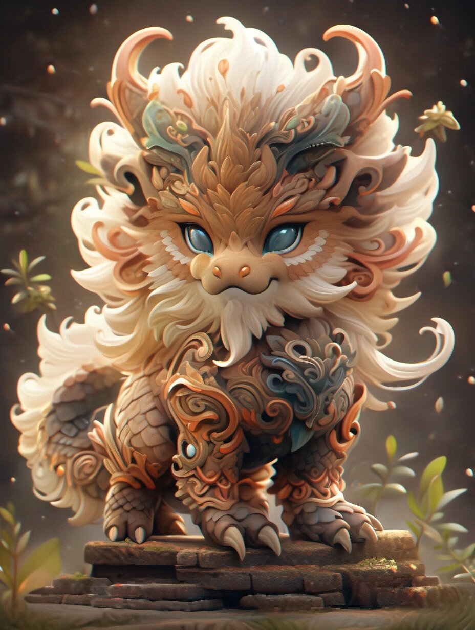 盲盒设计|中国神兽|q版麒麟|by ai