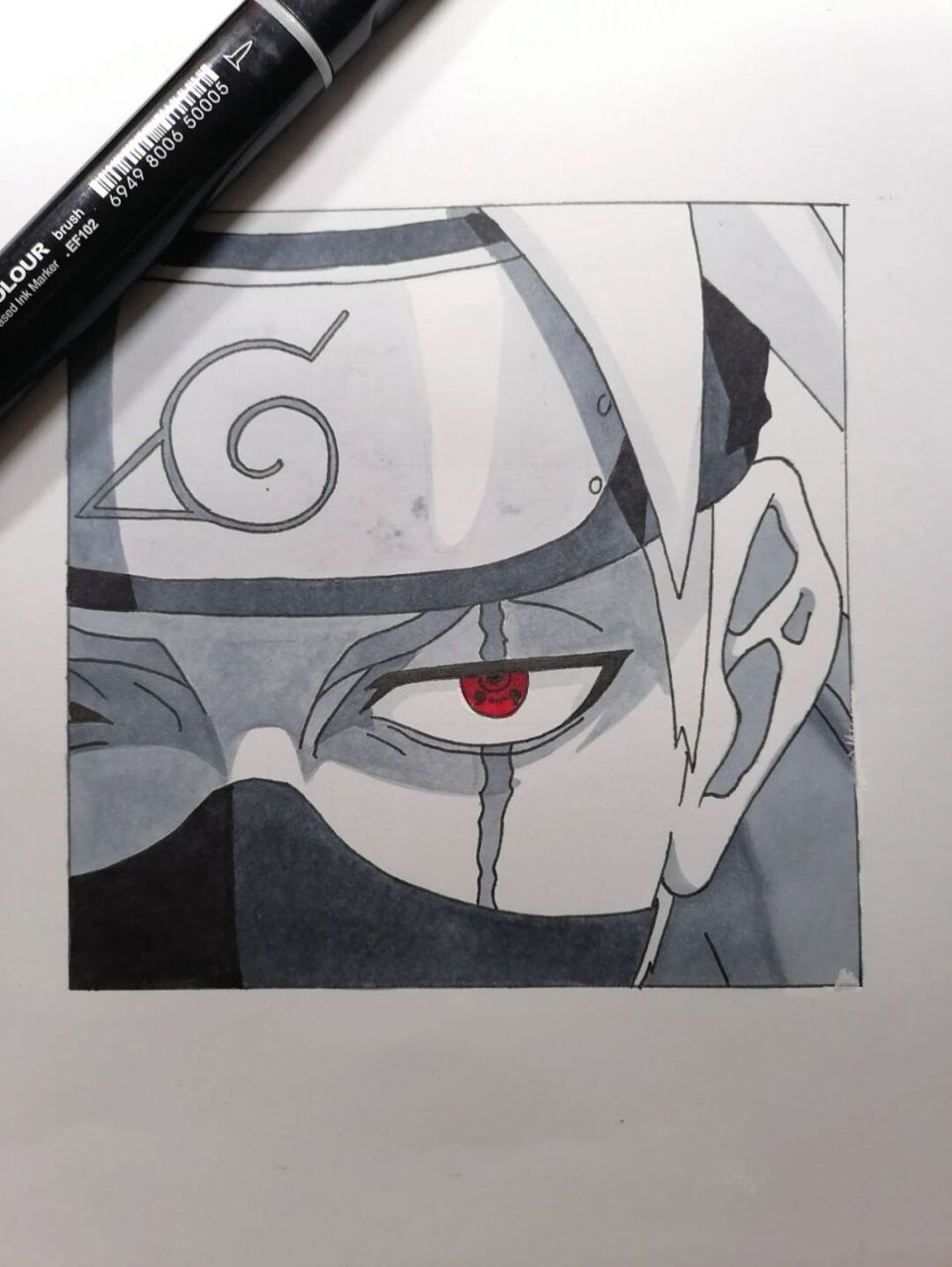 卡卡西教程 #火影忍者# #手绘教程# #卡卡西# 最近迷上了卡卡西,卡殿