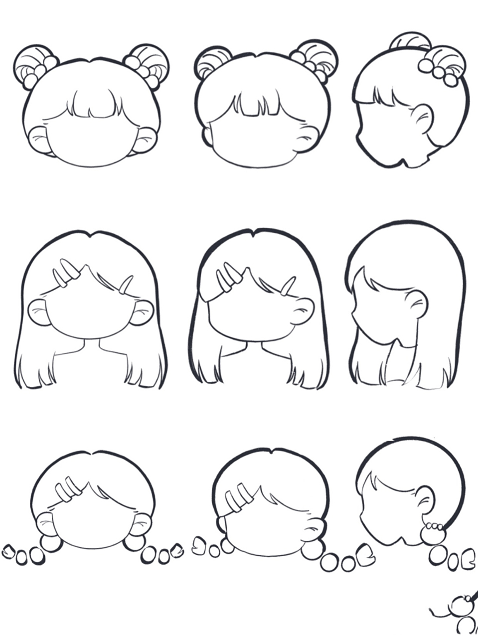 儿童画 | 幼师考编 | 女生发型三视图画法 一些简笔画教程
