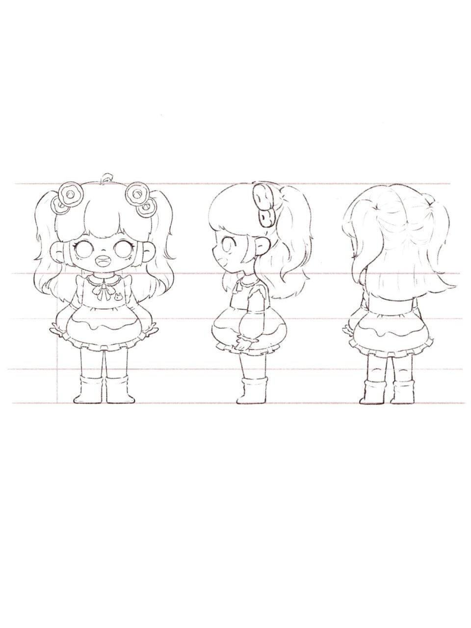 ip|绘画分享|q版人物三视图 裸娃的三视图放后面啦 (不嫌弃的可以参考