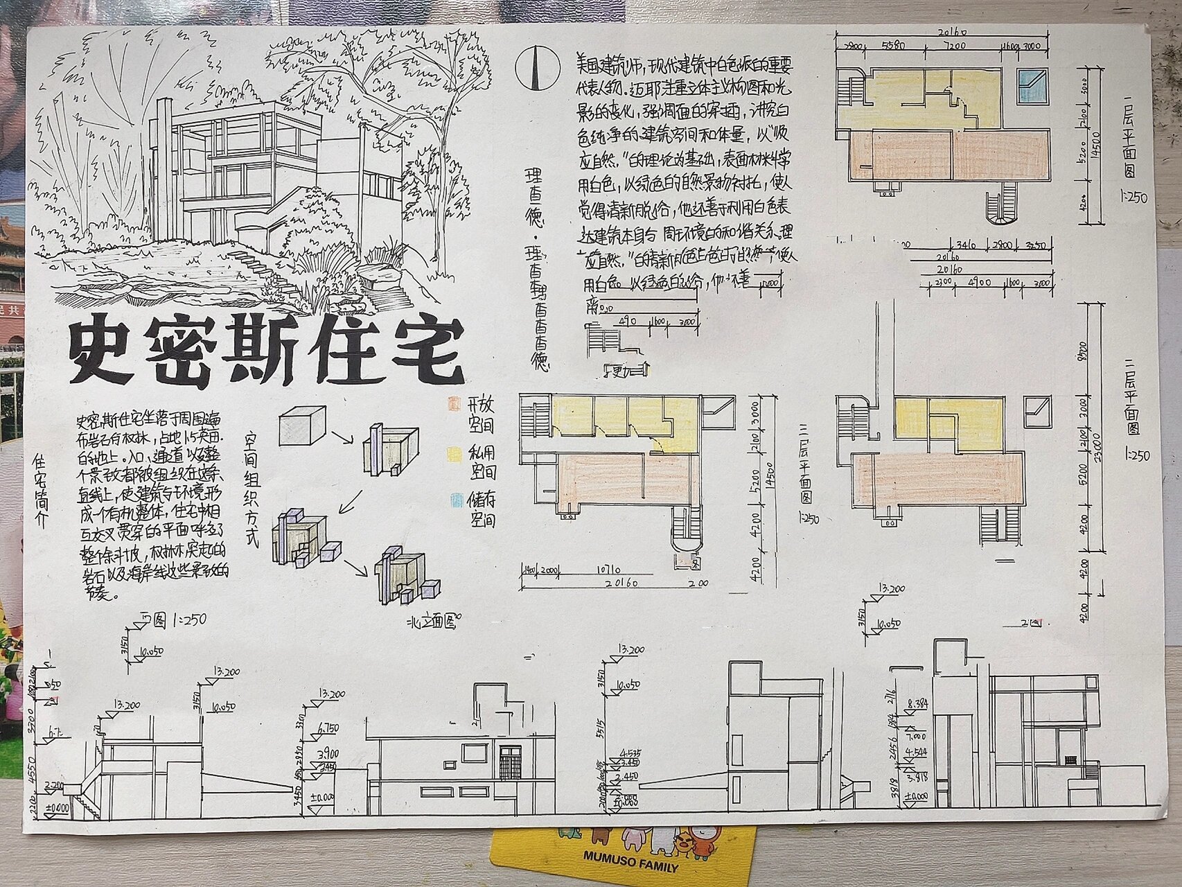 史密斯住宅抄绘 a3纸抄绘的史密斯住宅,里面还有不少错误需要更改