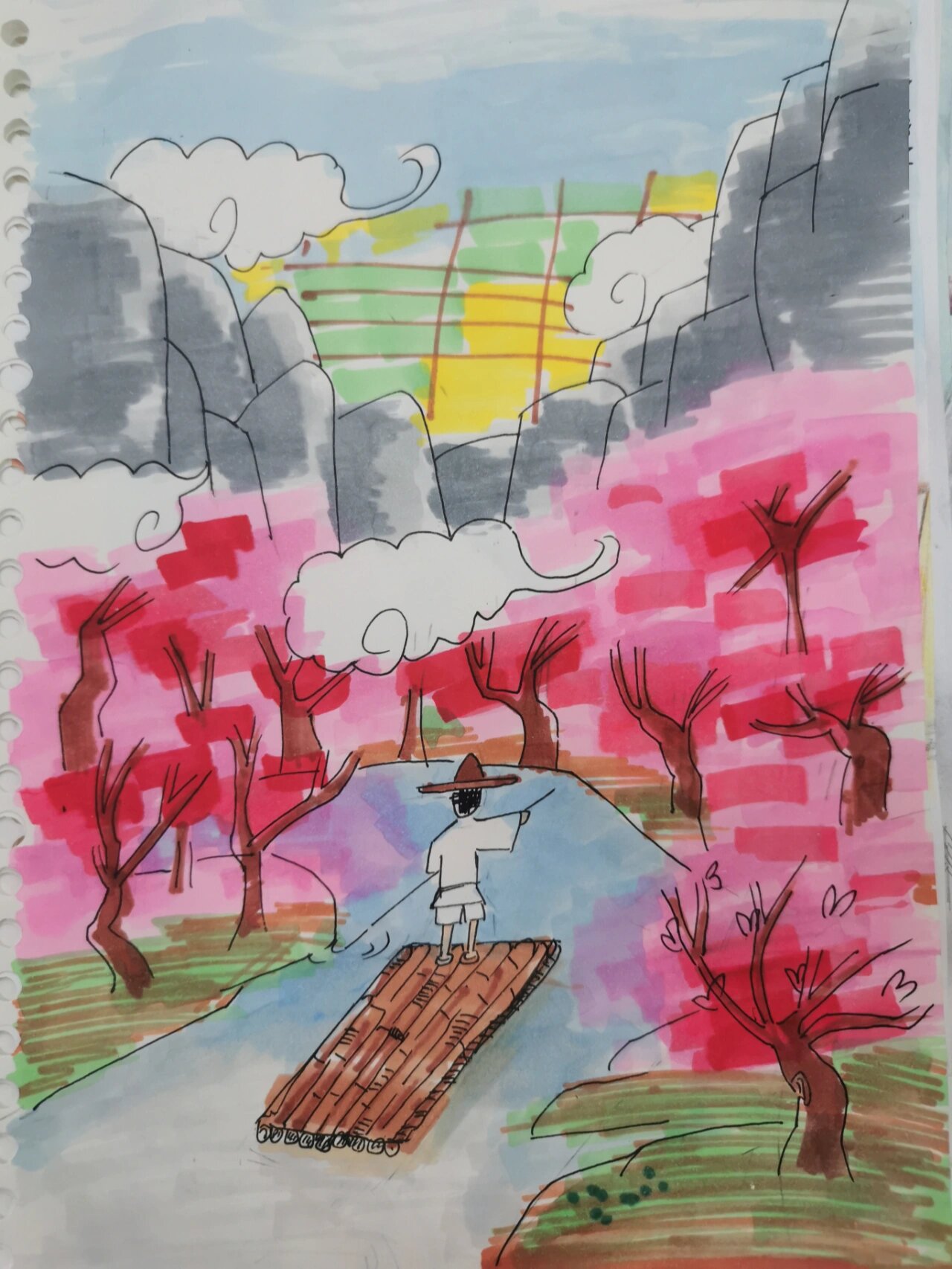 桃花源记-陶渊明绘画/桃花源记作业创作