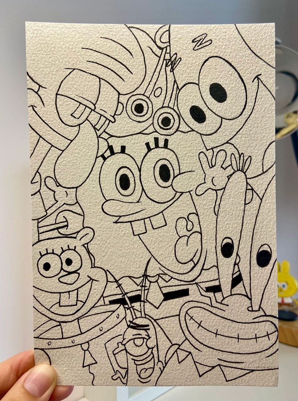 海绵宝宝全家福|马克笔手绘(附过程图) 一起来画海绵宝宝全家福吧