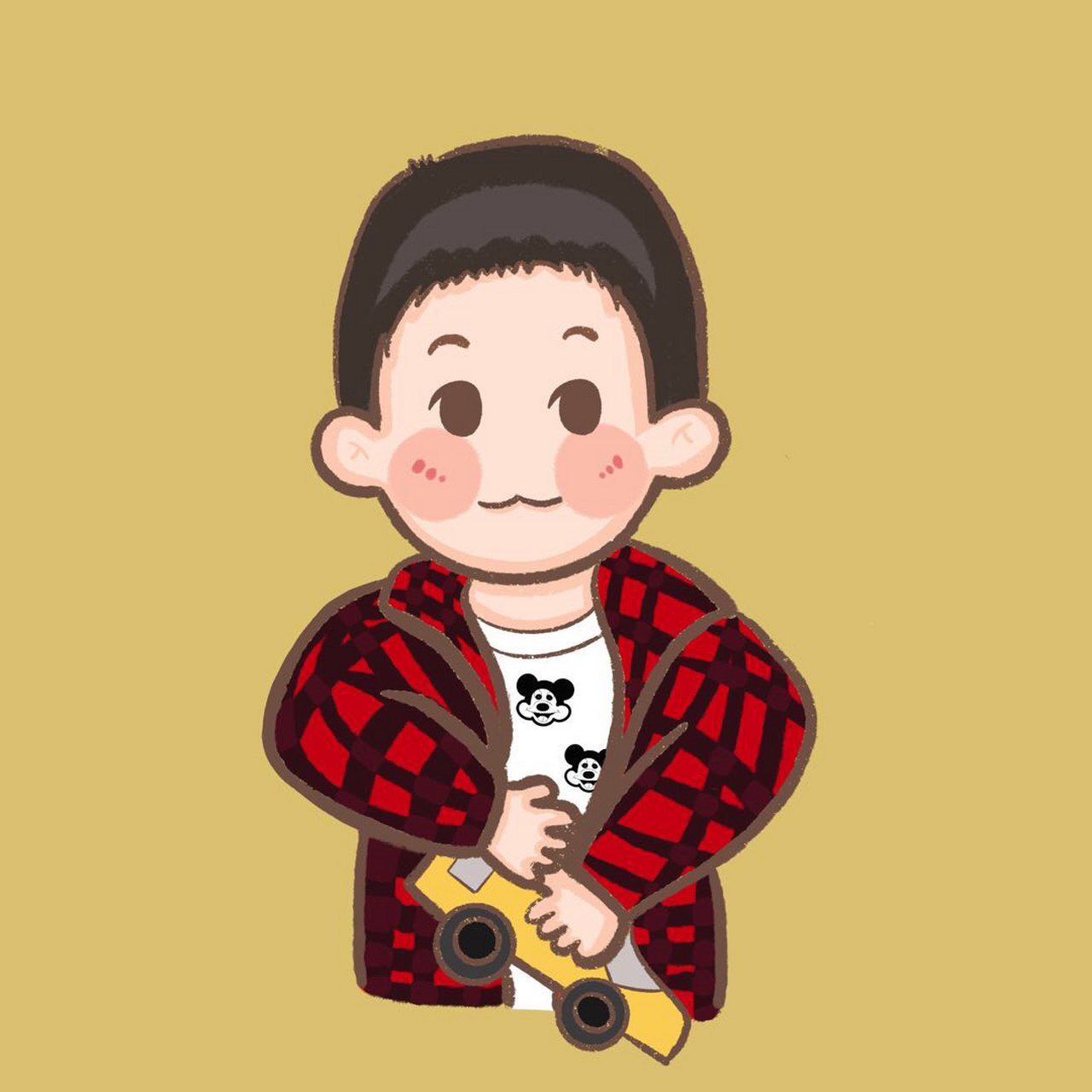 蜡笔风小头像 手绘头像 喜欢小车车的可爱男孩