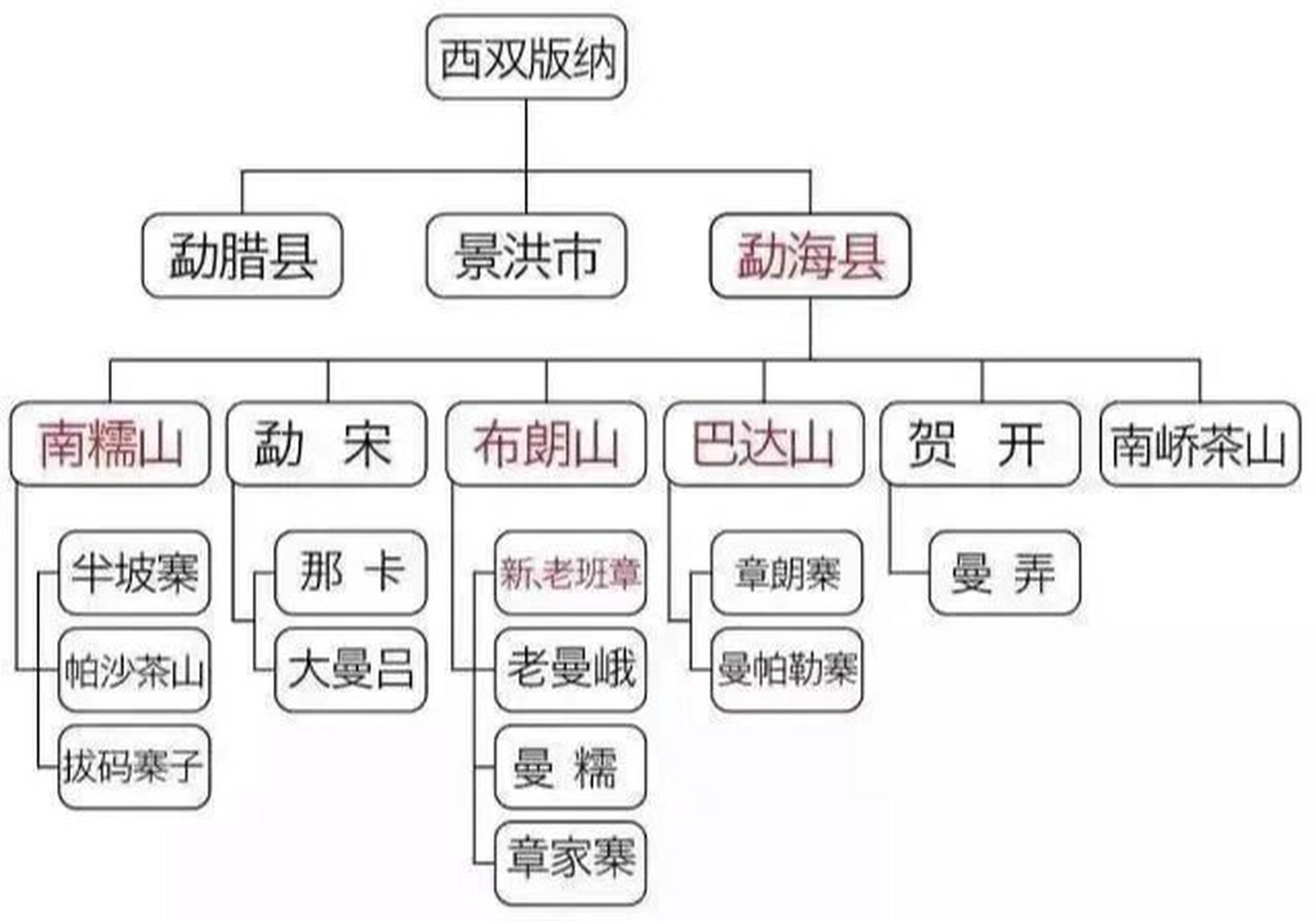 普洱茶产区一览图 因为云南独特的地理环境,一山分四季 十里不同天