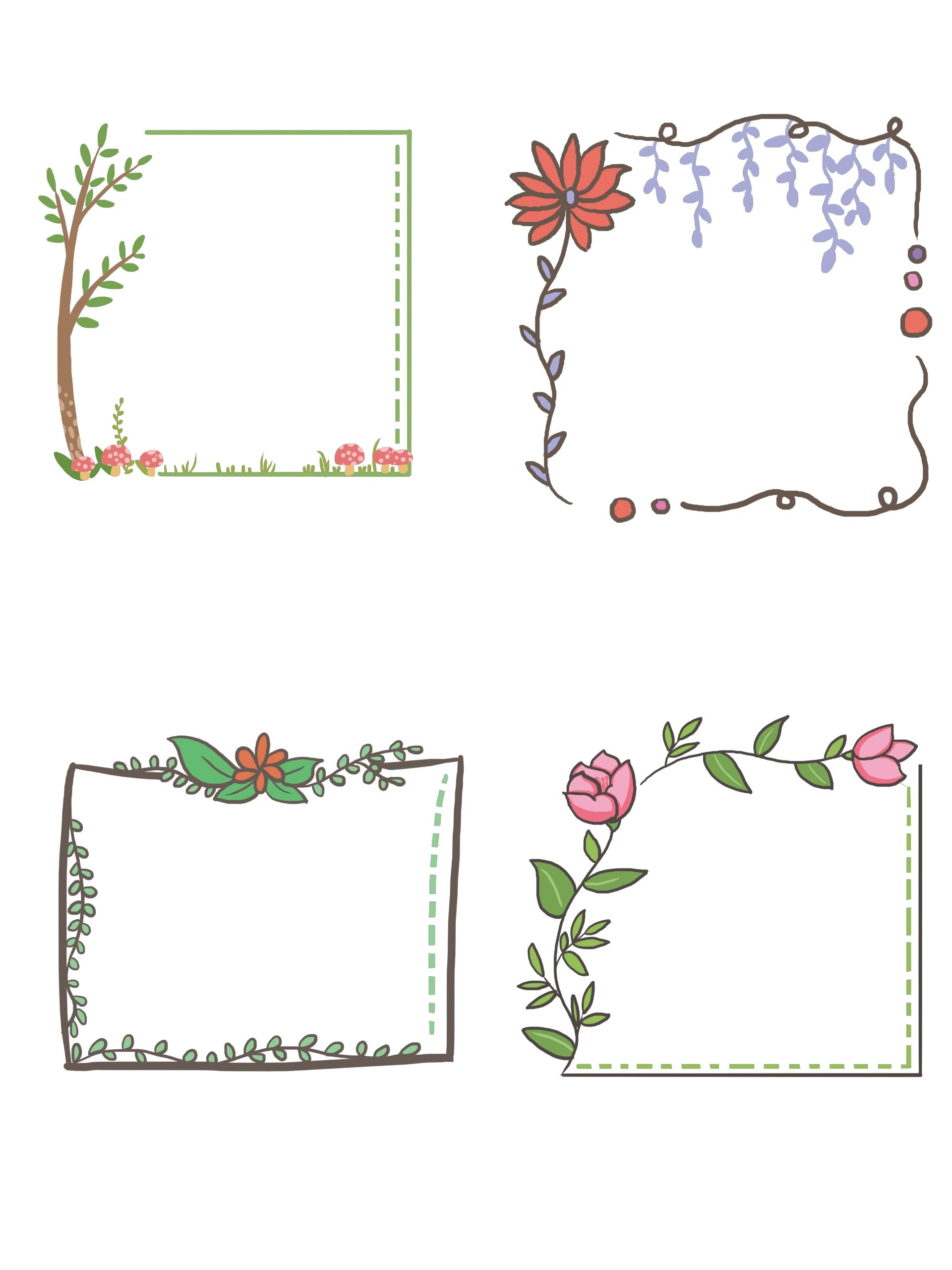 花卉边框‖简单线条手绘卡通边框素材图①