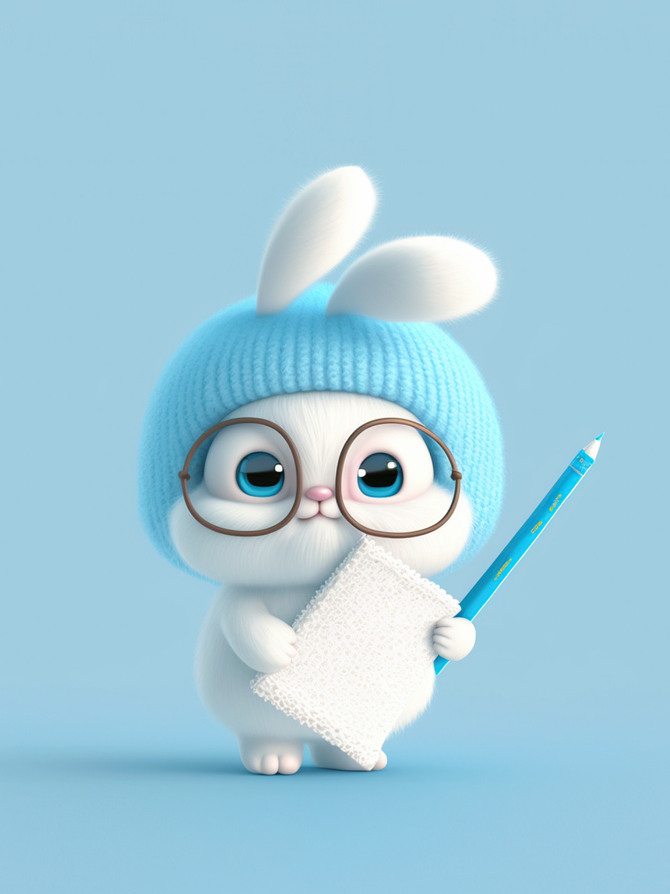 爱看书的呆萌蓝色兔子来了