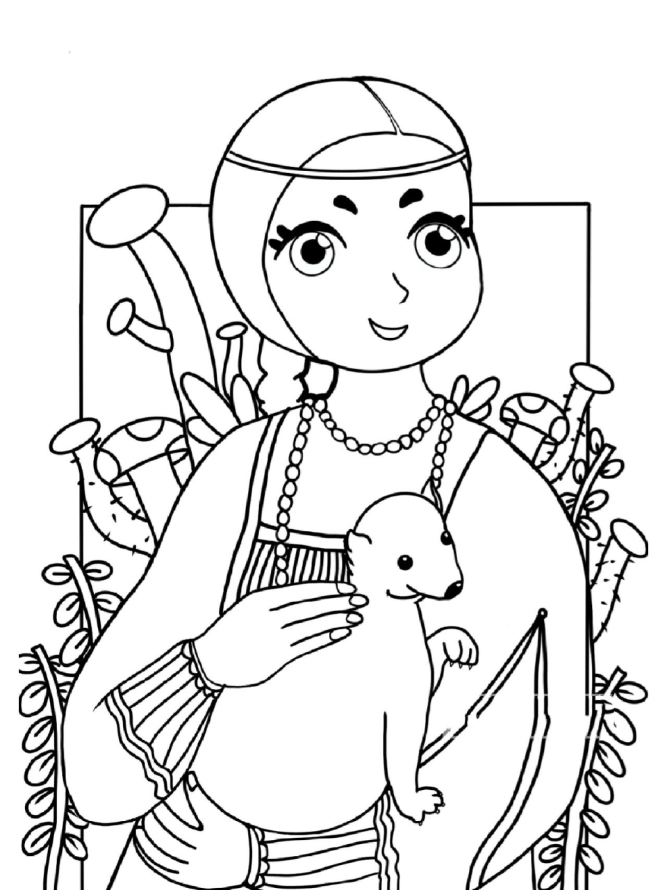 少儿美术丨达芬奇·抱银鼠的女子 这幅精美肖像画,描绘了气质高贵沉静