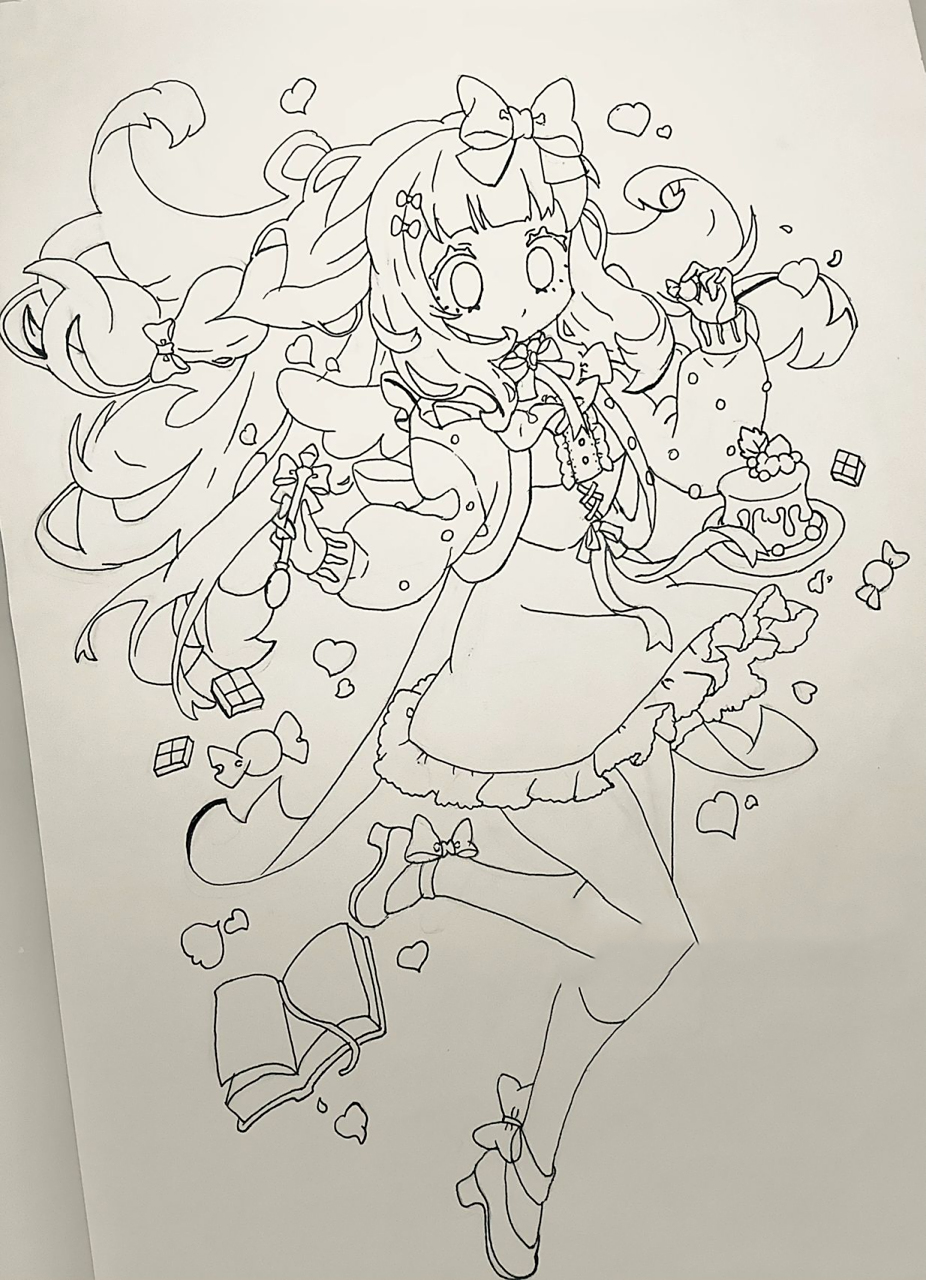 线稿    今天临摹一个动漫人物99 第一天11566  只画了线稿