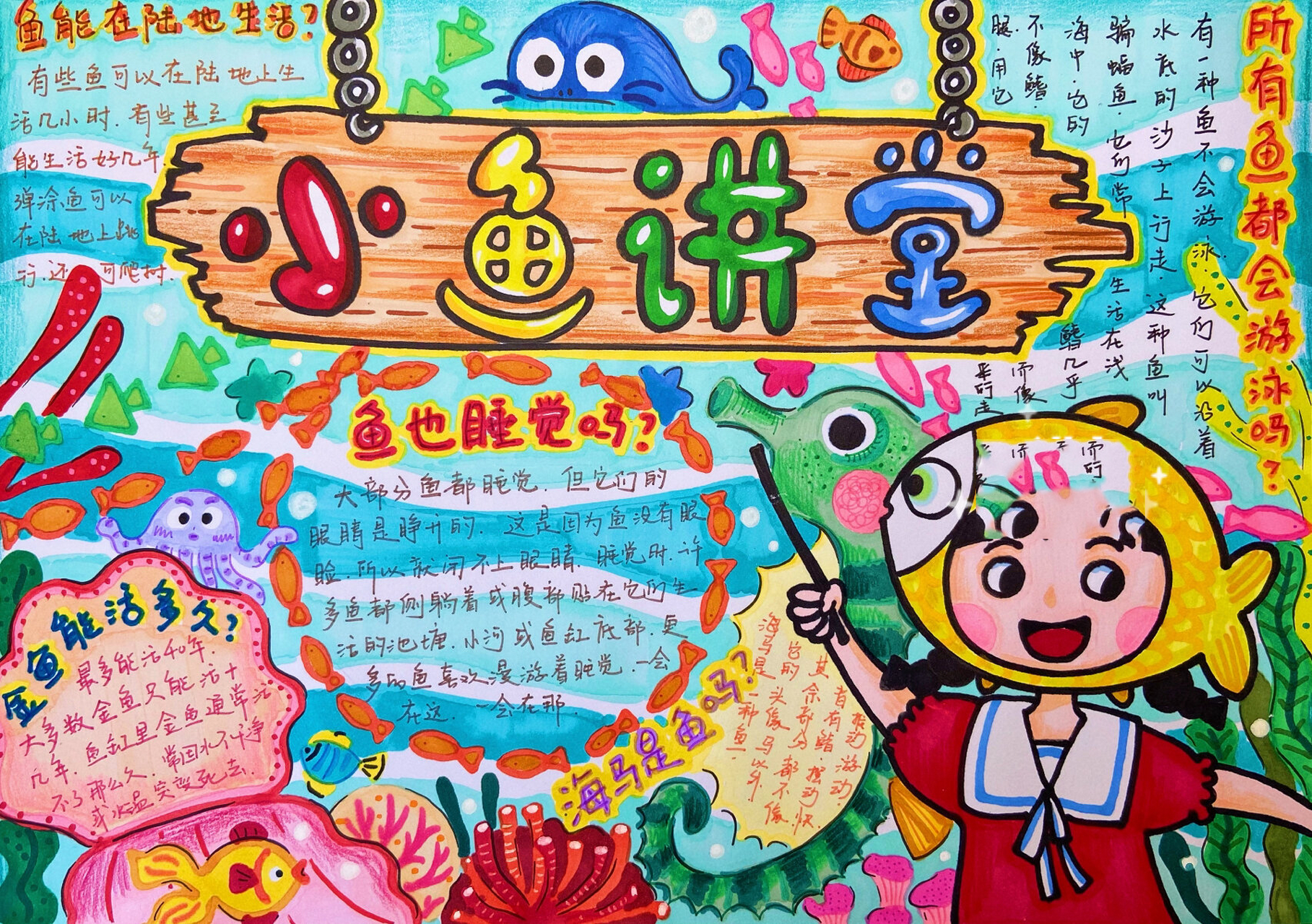 09一百幅儿童画0938/100 95鱼小报 原创小报设计分享 和鱼有关