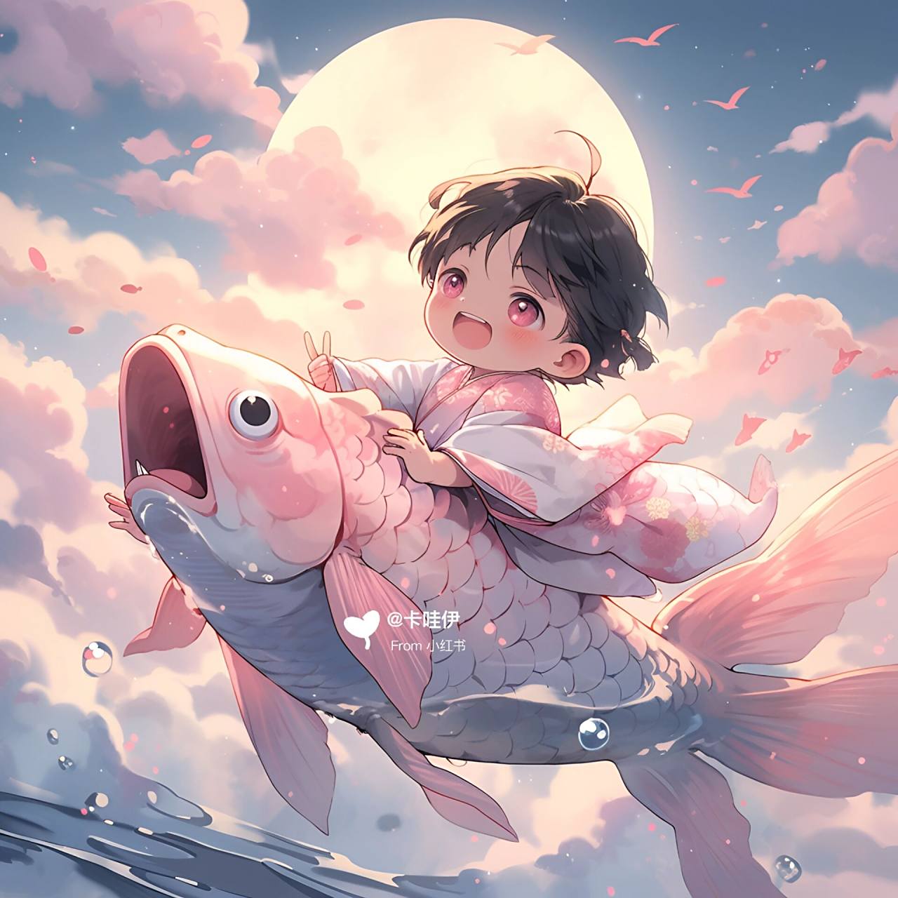 上岸情侣头像|锦鲤附体 好运莲莲