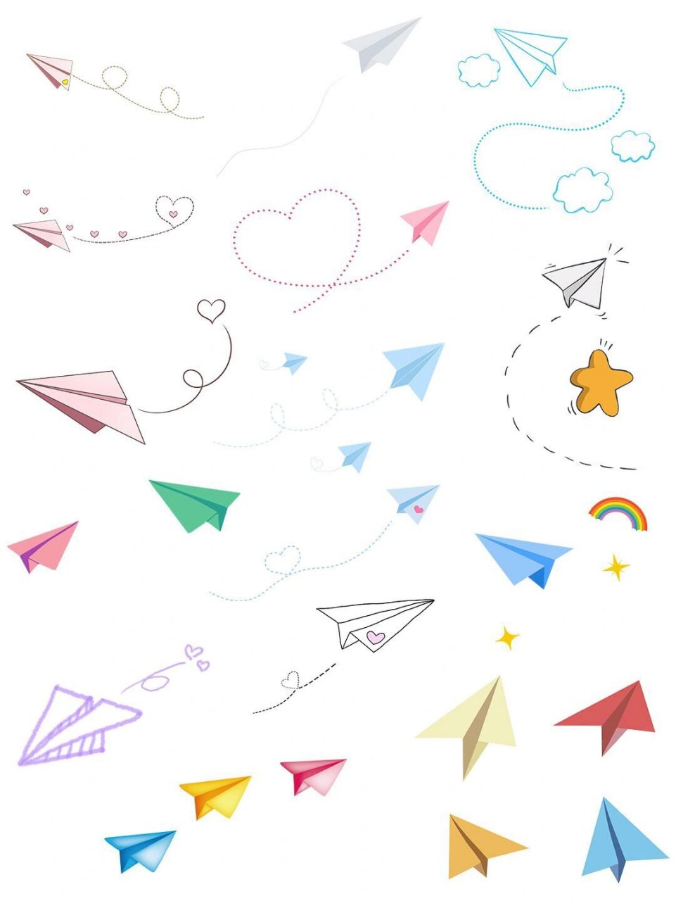 可爱卡通纸飞机免扣素材png 7615今天分享一组可爱卡通纸飞机免扣