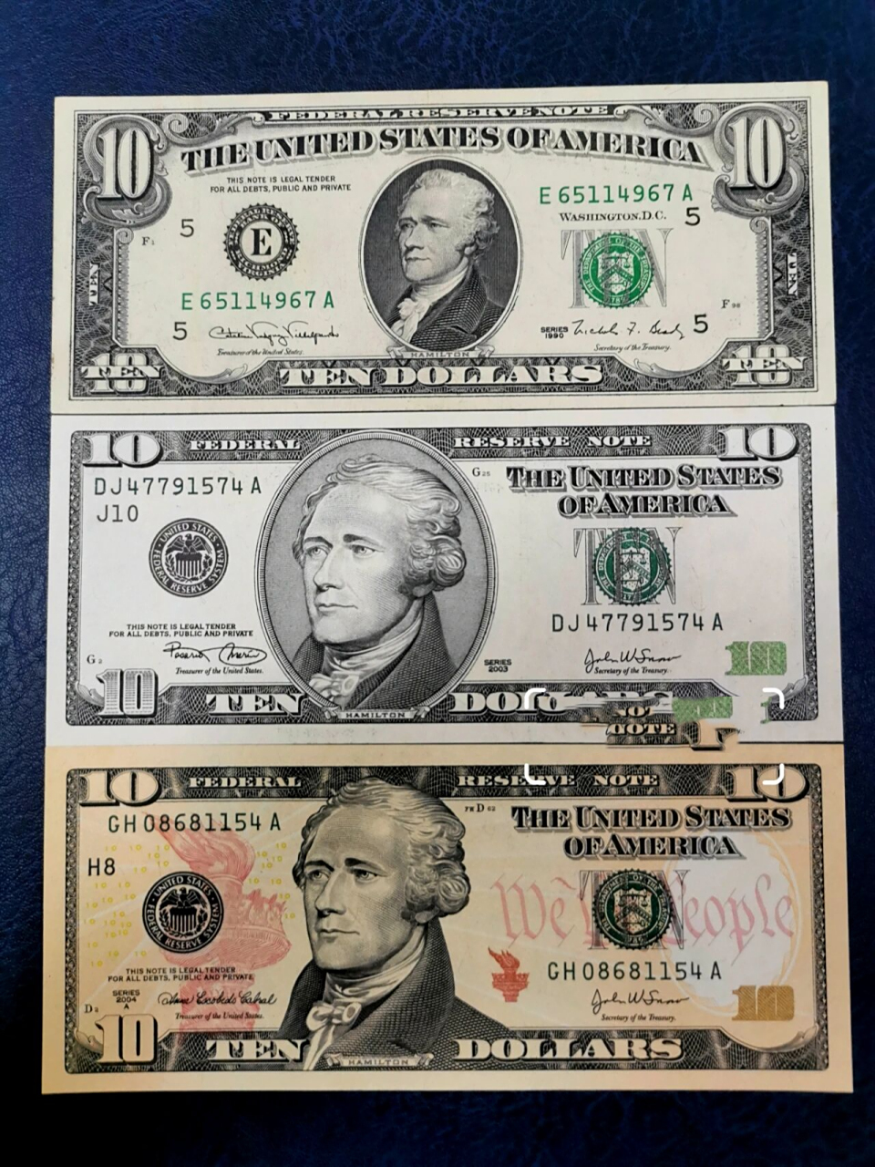 美元 dollars usd   10美元纸币正面人物为亚历山大61汉密尔顿
