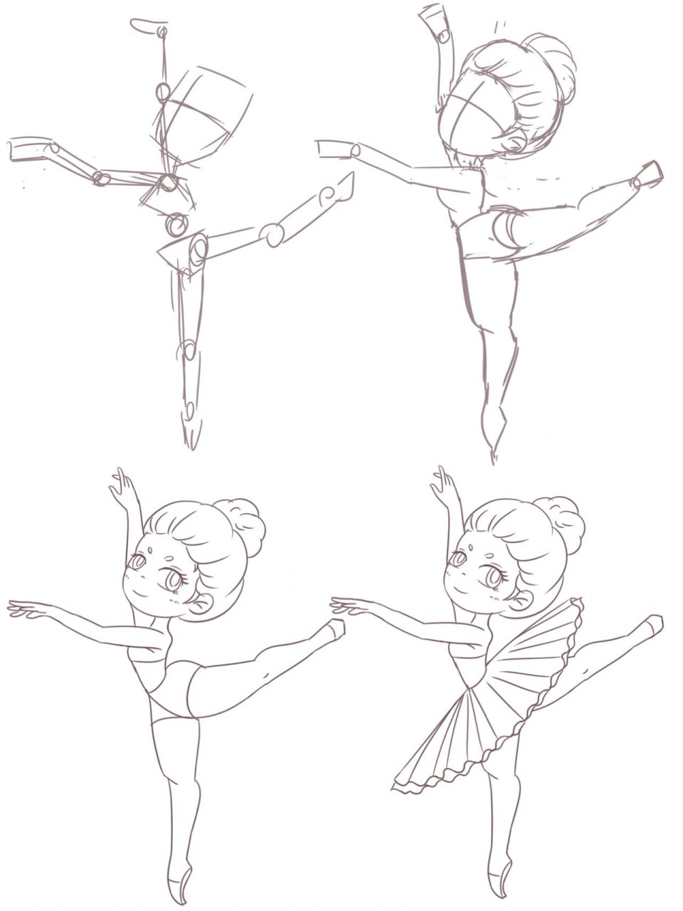 芭蕾舞女孩绘画教程|绘画练习第7天 好久没有更新了～ 本来也是想放弃