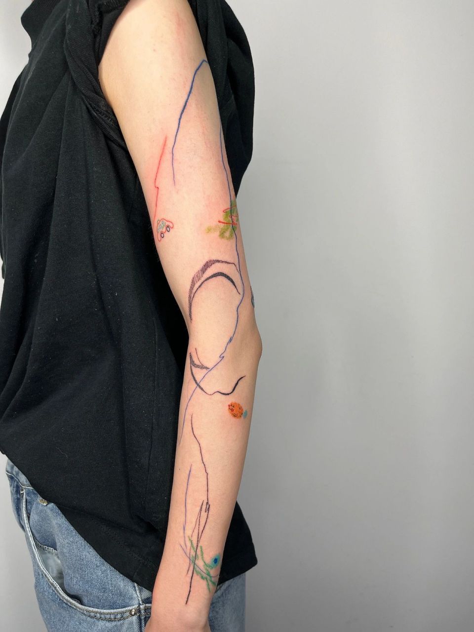 小花臂 感谢信任 第一次纹身  把一整条手臂交给我 	 原创定制 	 请勿