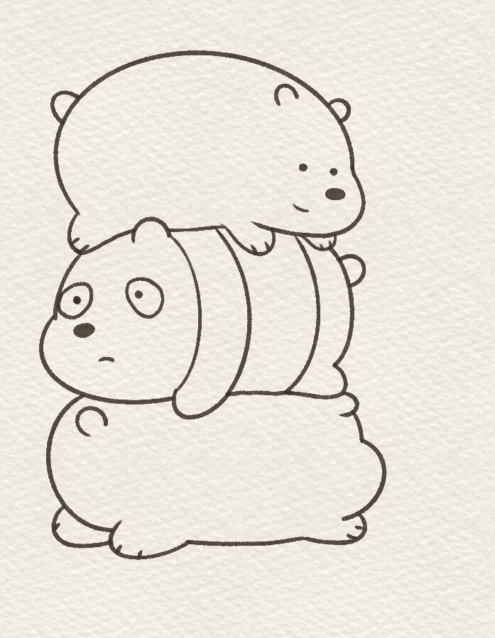 「简笔画」(100/54)三只裸熊叠叠乐·内附步骤 你们说三只裸熊叠叠乐