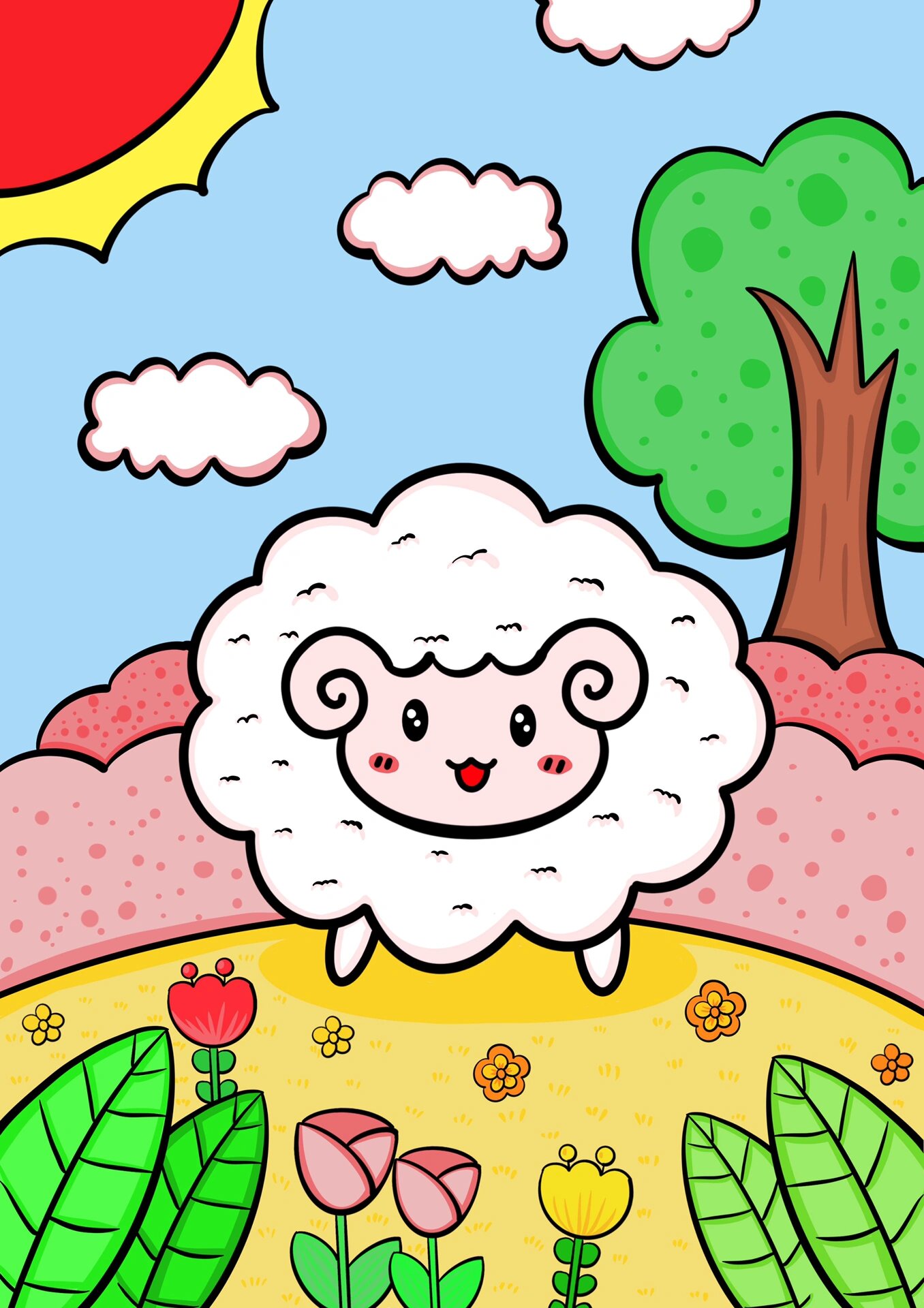 可爱的小羊宝宝简笔画