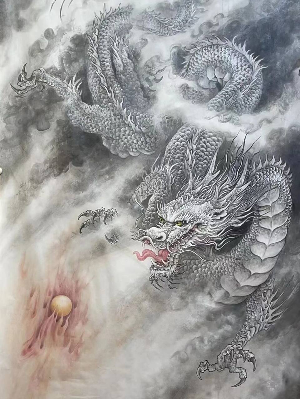 工笔画龙 体态矫健 雄壮慷慨 陈念岗工笔画龙欣赏!