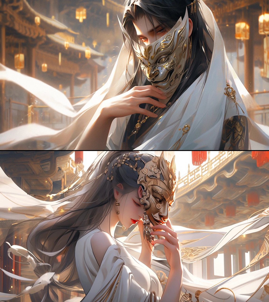 【aigc】面具之下是更美的面具古风情侣头像 