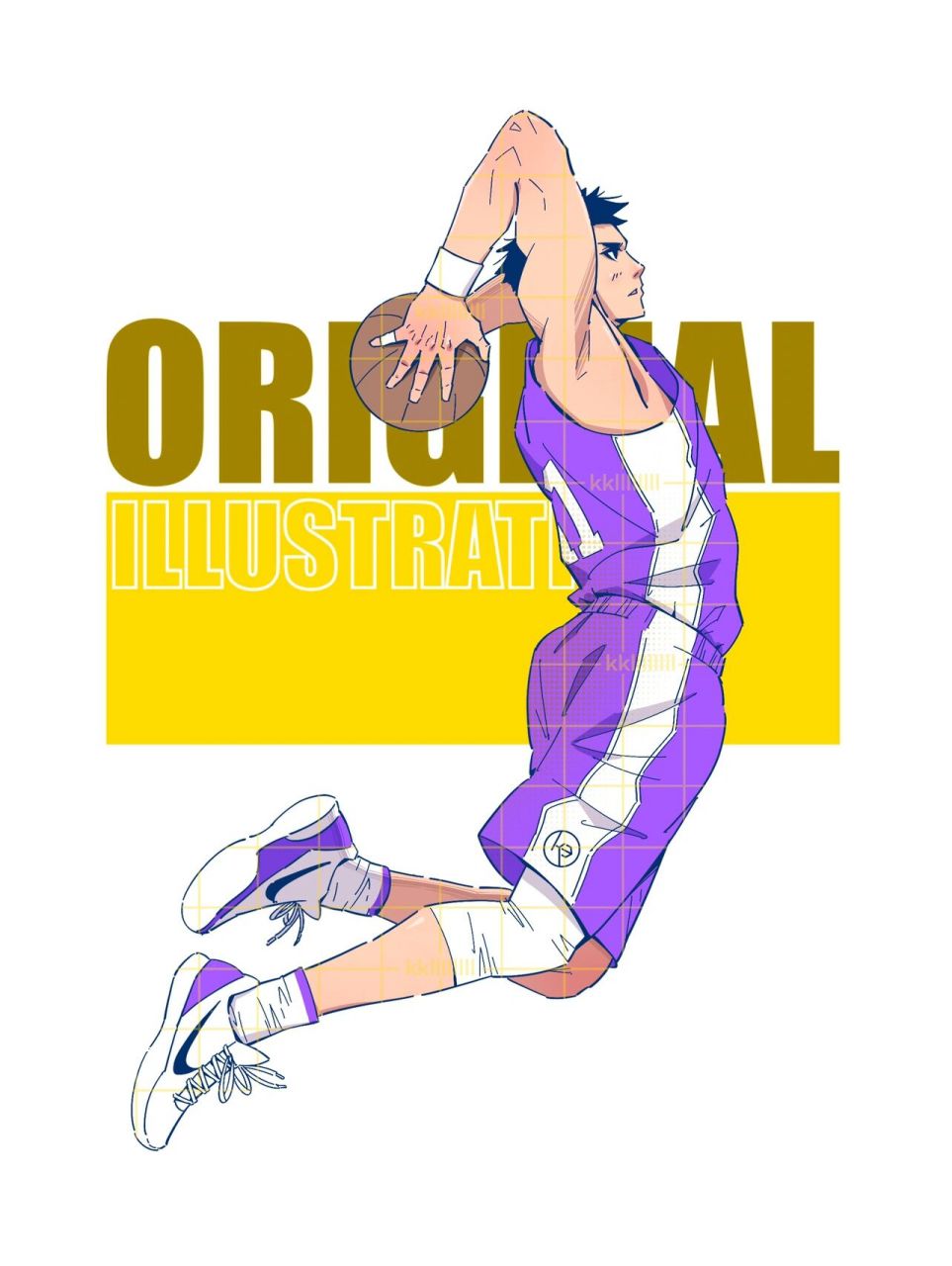 运动系插画-灌篮啦!(素材可售) 最近开启篮球题材插画