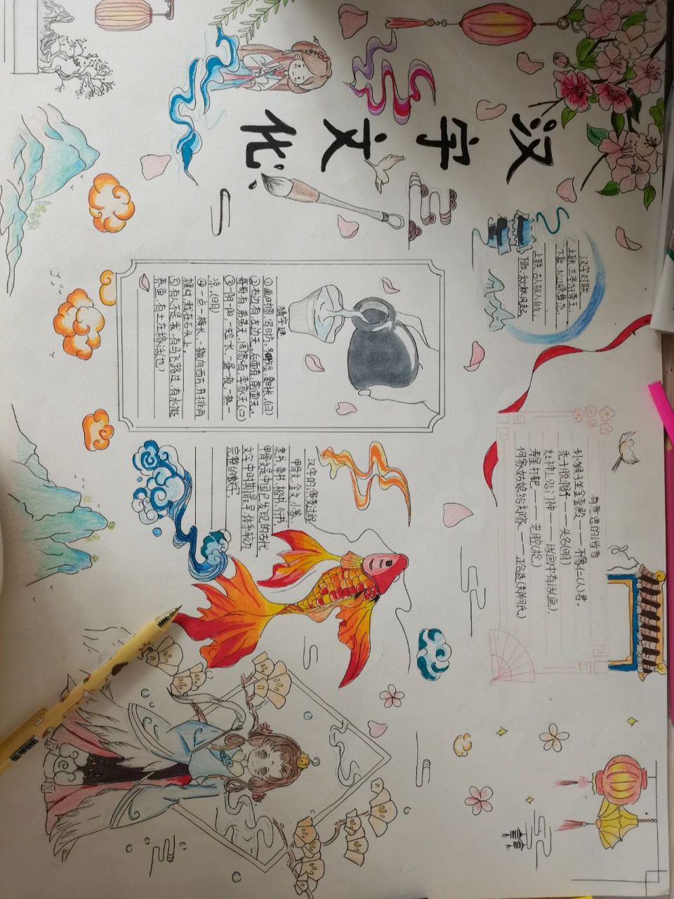 "汉字文化"主题的手抄报! 字丑别介意啊.