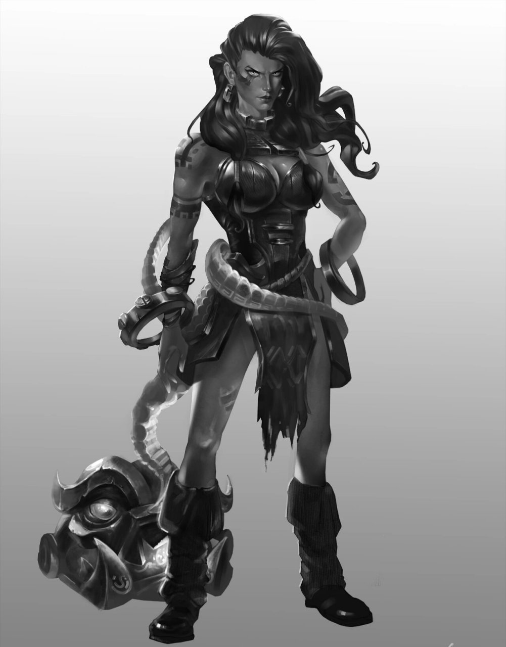 英雄联盟俄洛伊同人原创原画设计 画了6天