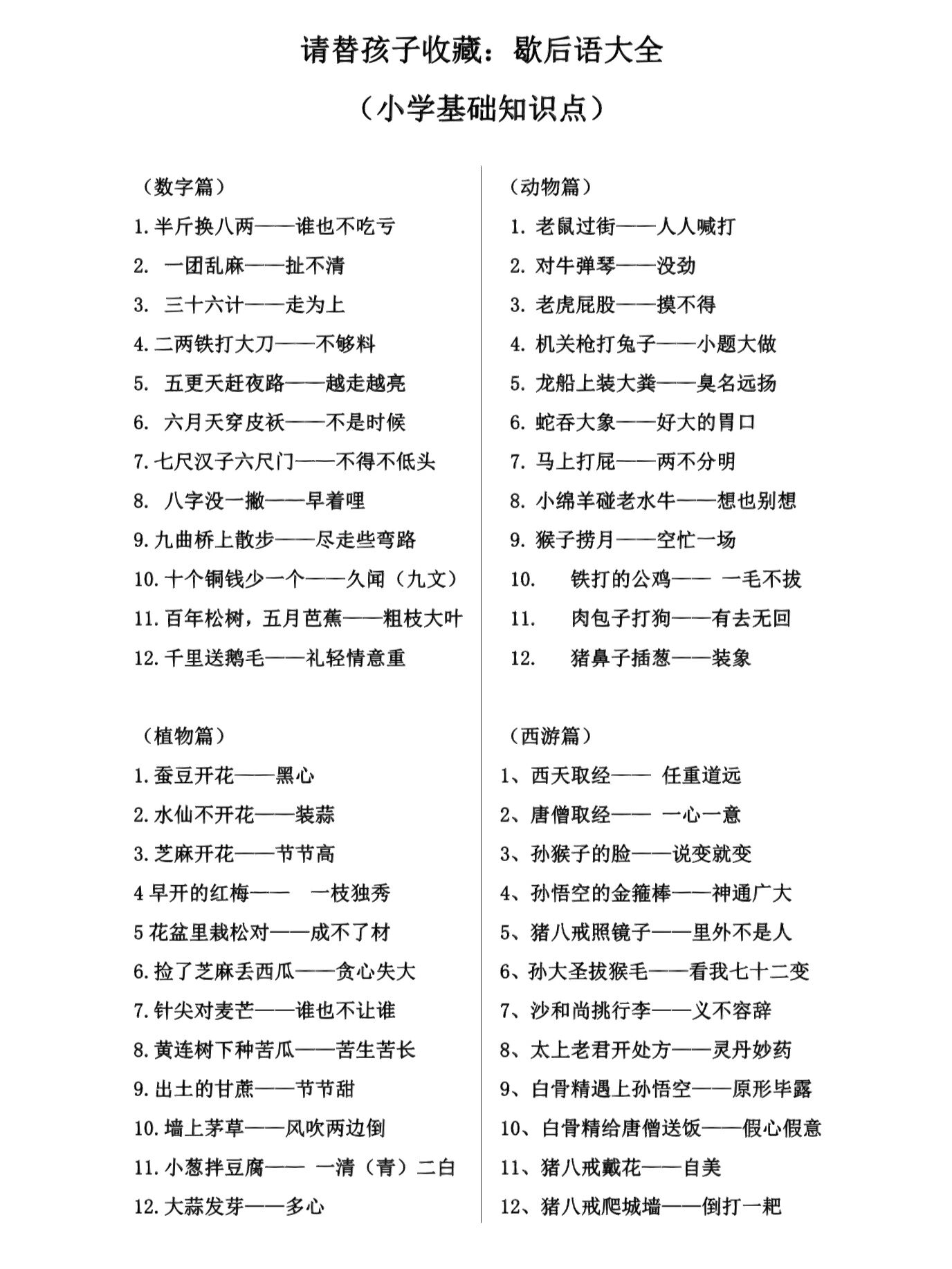歇后语大全- -请替孩子收藏95@小刘讲堂的动态