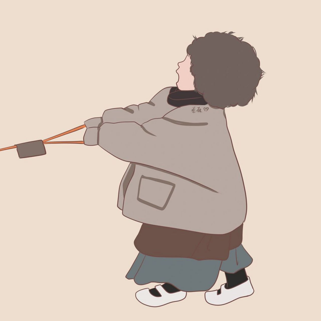 插画 | 情侣头像 |相互拉扯的情侣头像 图片可做个人头像,个人壁纸