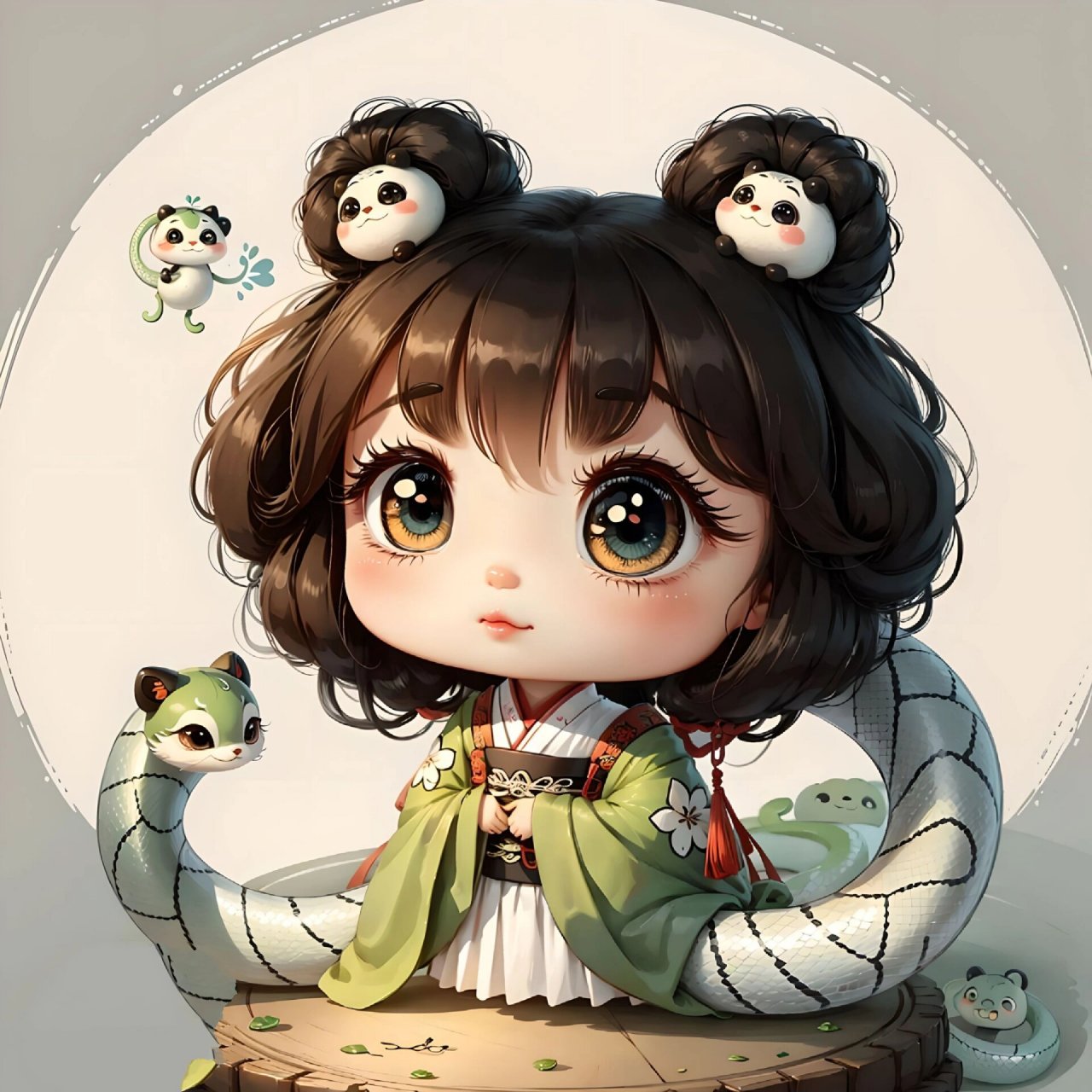 q版十二生肖之巳蛇 头像壁纸背景图片        