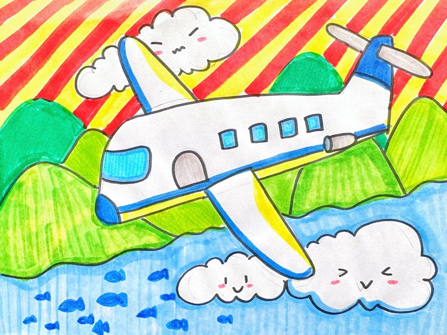 飞机儿童画 课件名称:《飞机儿童画》 适合年龄:4-7岁 课件素材:飞机