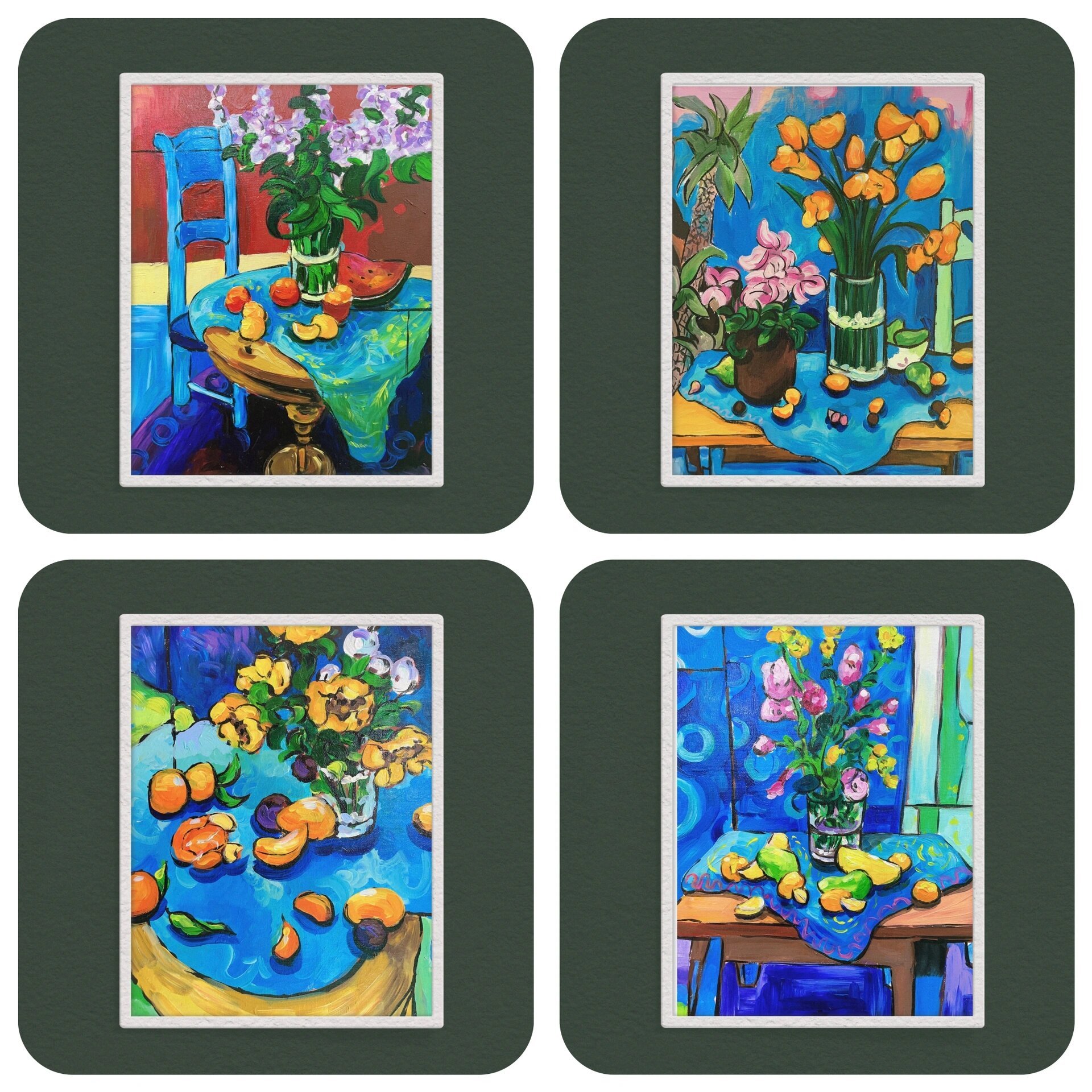 《油画花卉》六年级作品,蓝色创意皇马校区