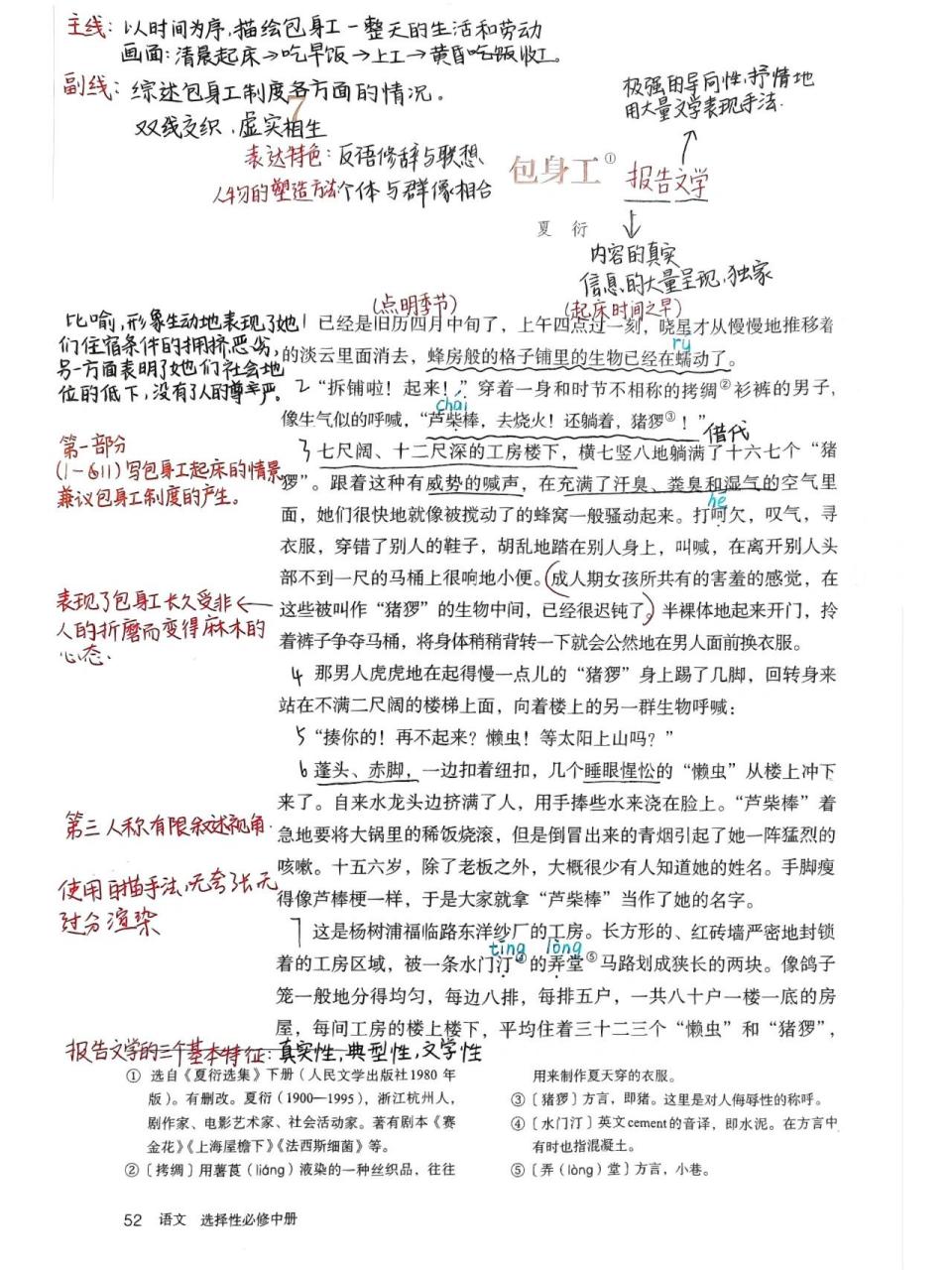 《包身工》笔记分享 语文人教版选择性必修中册第七课《包身工》笔记