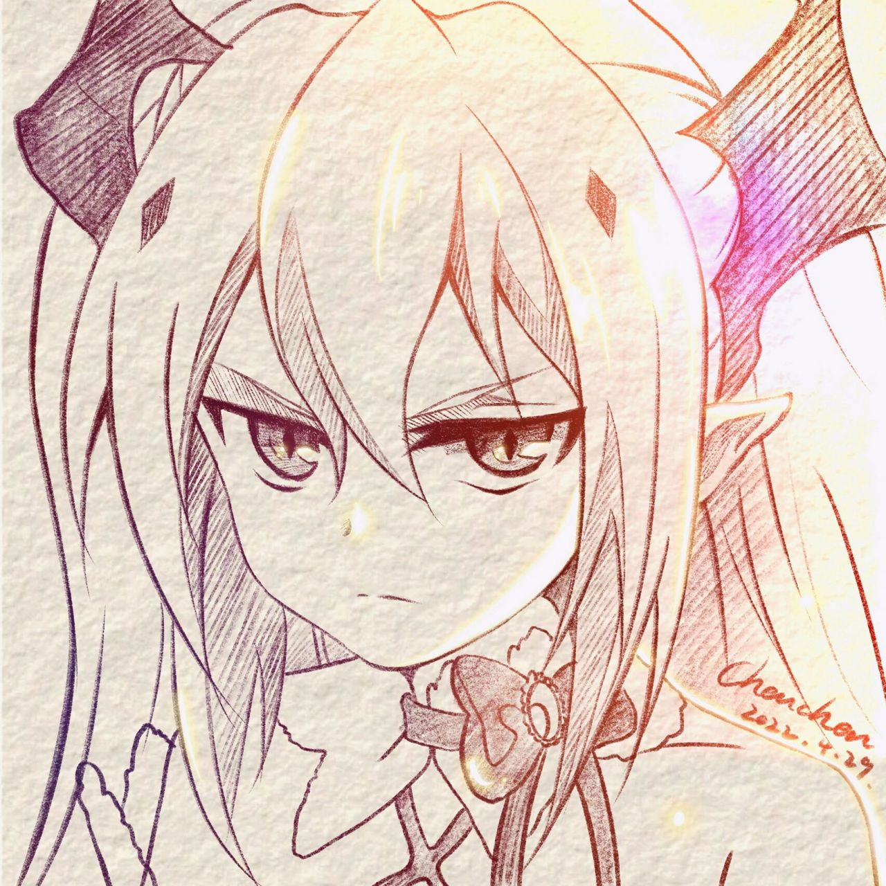 教你画动漫女生——克鲁鲁(附过程图) 绘画教程: ①起稿定型,找到对应