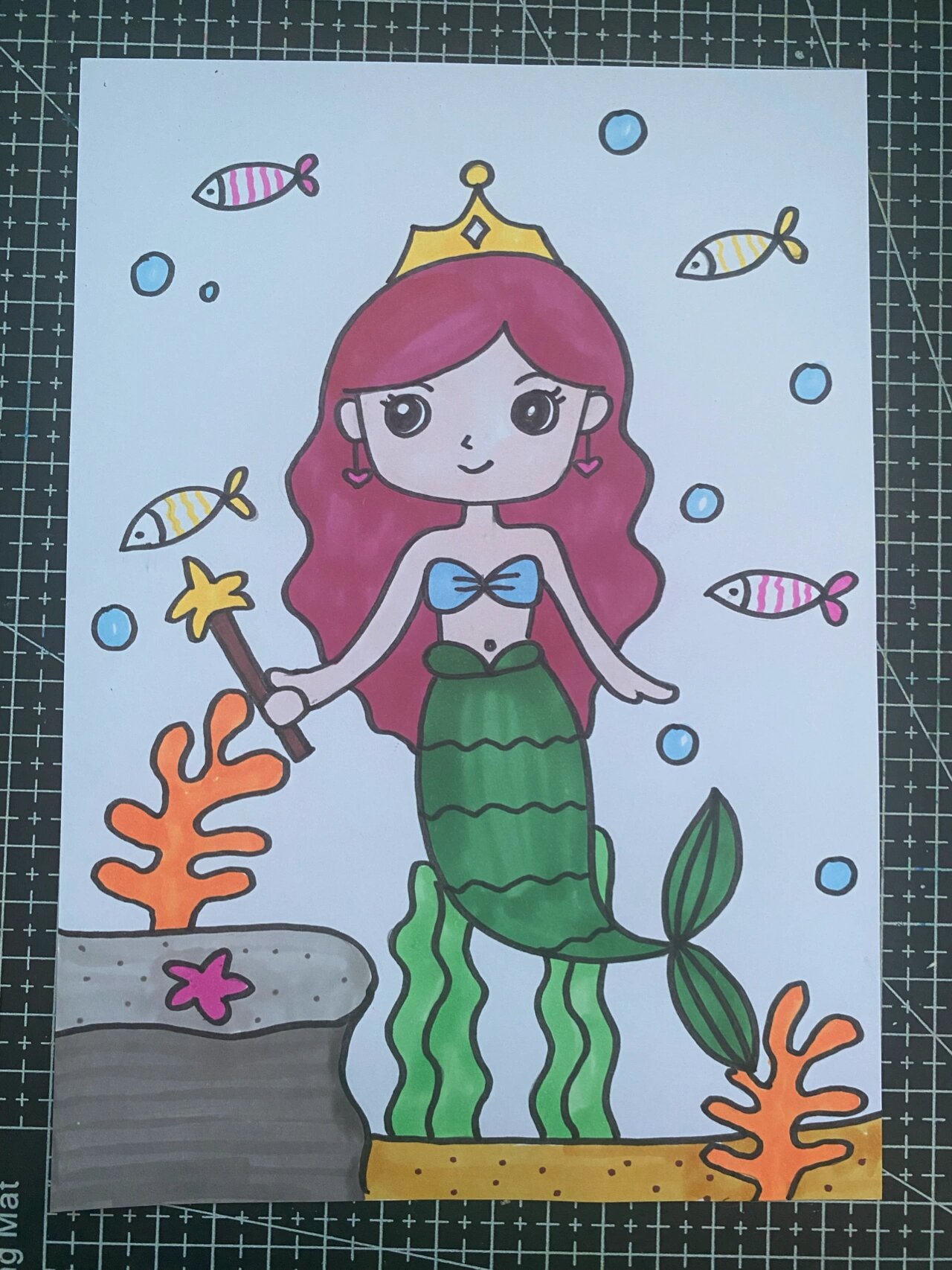 美人鱼儿童画 爱丽儿公主卡通画