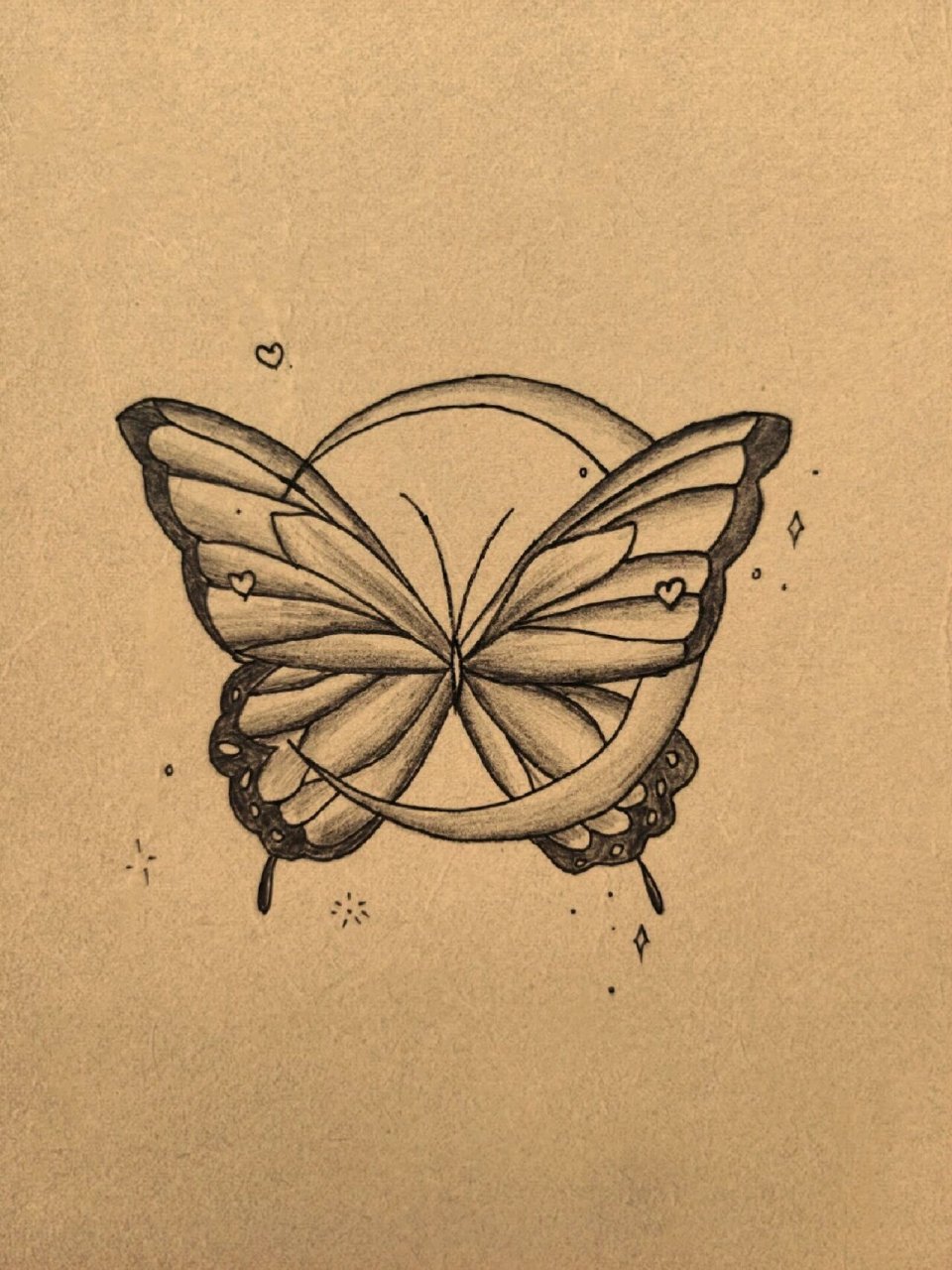 手绘蝴蝶🦋 #纹身# #手绘临摹# #蝴蝶纹身