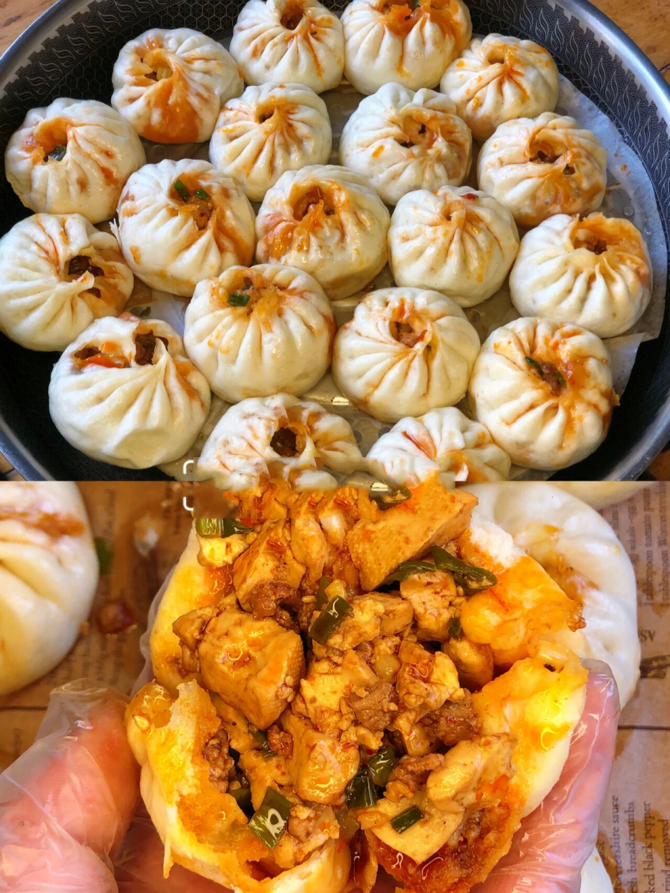 今天又又又做麻辣豆腐包子了,每次蒸一锅都不够吃!